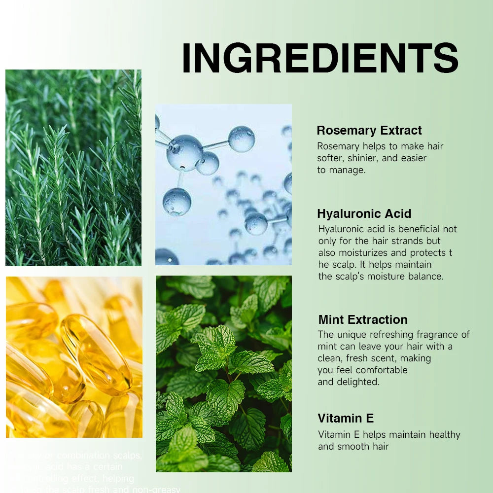 Rosemary Hair Growth & Repair Oil with Mint, Hyaluronic Acid & Vitamin E – Anti-Hair Loss Treatment